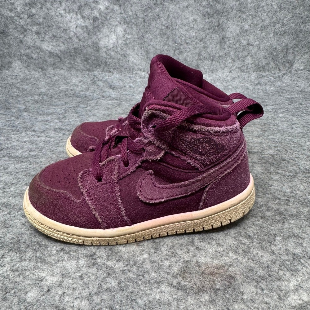 Nike Air Jordan 1 Toddler High Top Sneakers Plum Suede Kids Shoes Size 7C - Picture 3 of 9